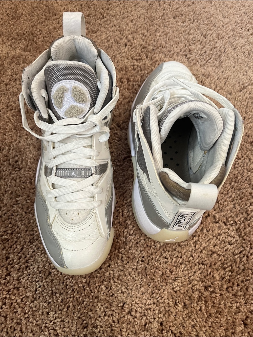 Jordan Kids White and Gray High-Top Sneakers